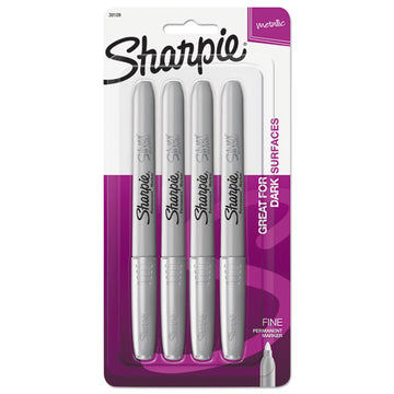Sharpie® Metallic Fine Point Permanent Markers, Fine Bullet Tip, Metallic Silver, 4-pack freeshipping - TVN Wholesale